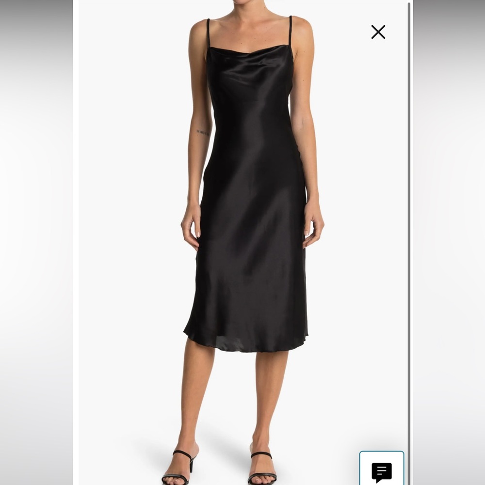 Satin Cowl Neck Midi Dress